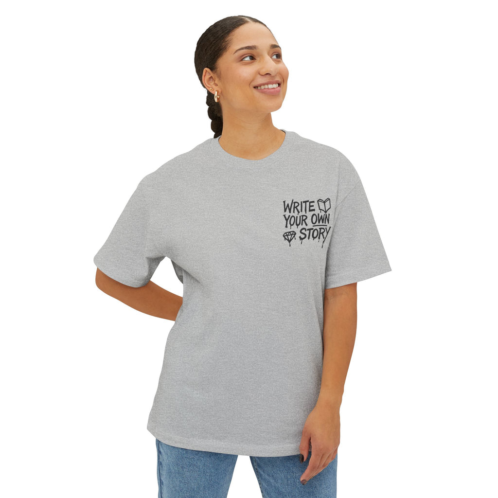 Unisex Oversized Boxy Tee - Write Your Own Story, Casual Tee, Inspirational Shirt, Gift for Writers, Summer Fashion, Relaxed Fit