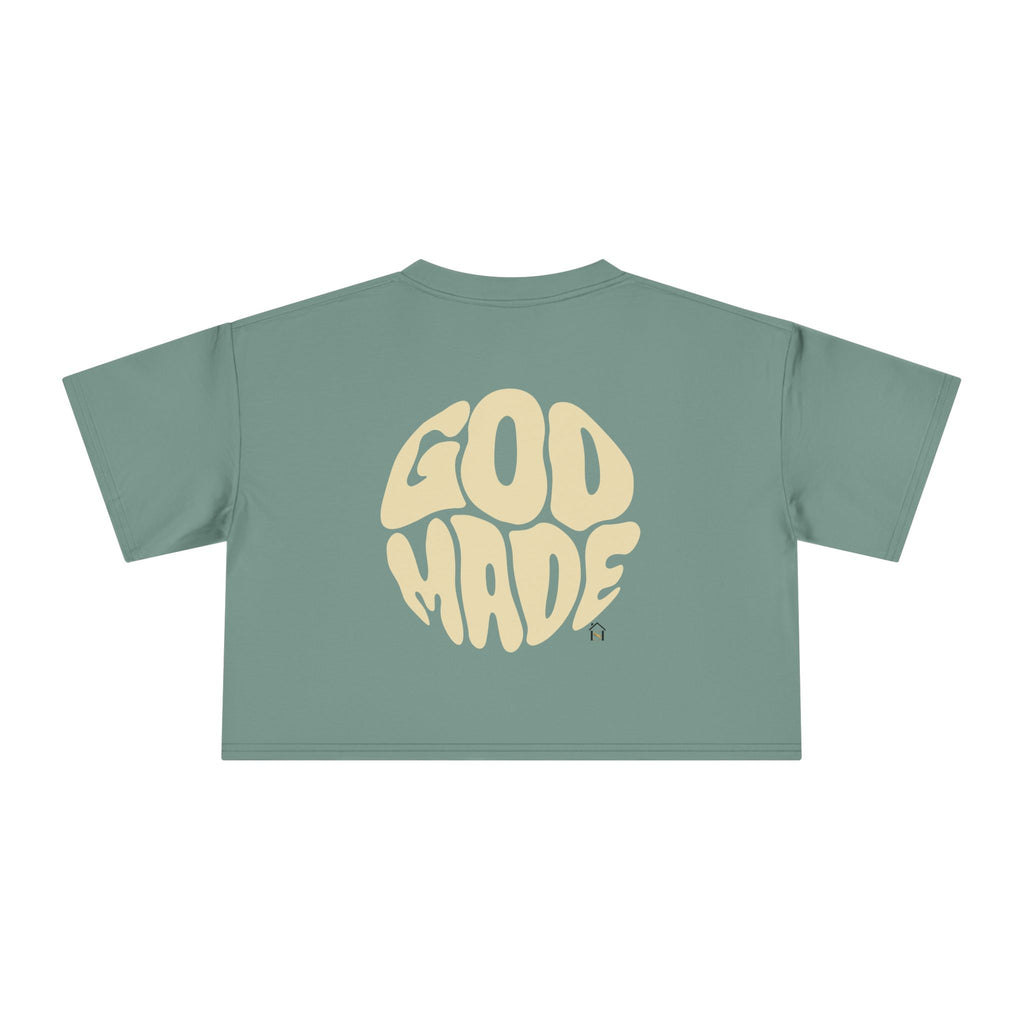 Women's Crop Tee with Bold 'GOD MADE' Design, Stylish Summer Top, Gift for Fashion Lovers, Casual Daily Wear, Unique Trendy Apparel