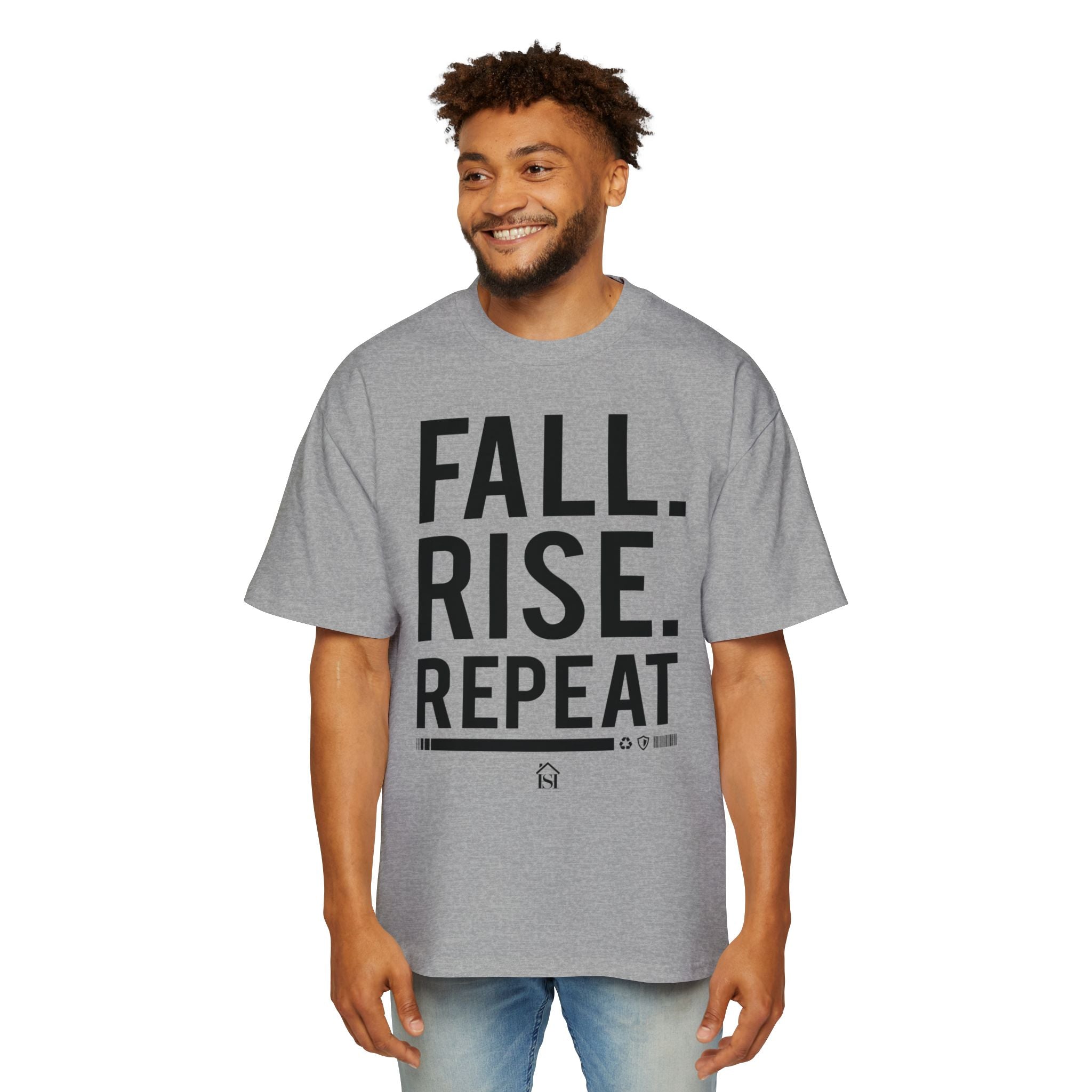 Men's Motivational Oversized Tee - Fall. Rise. Repeat. | Casual Streetwear, Gift for Him, Inspirational Shirt, Relaxed Fit Tee, [...]