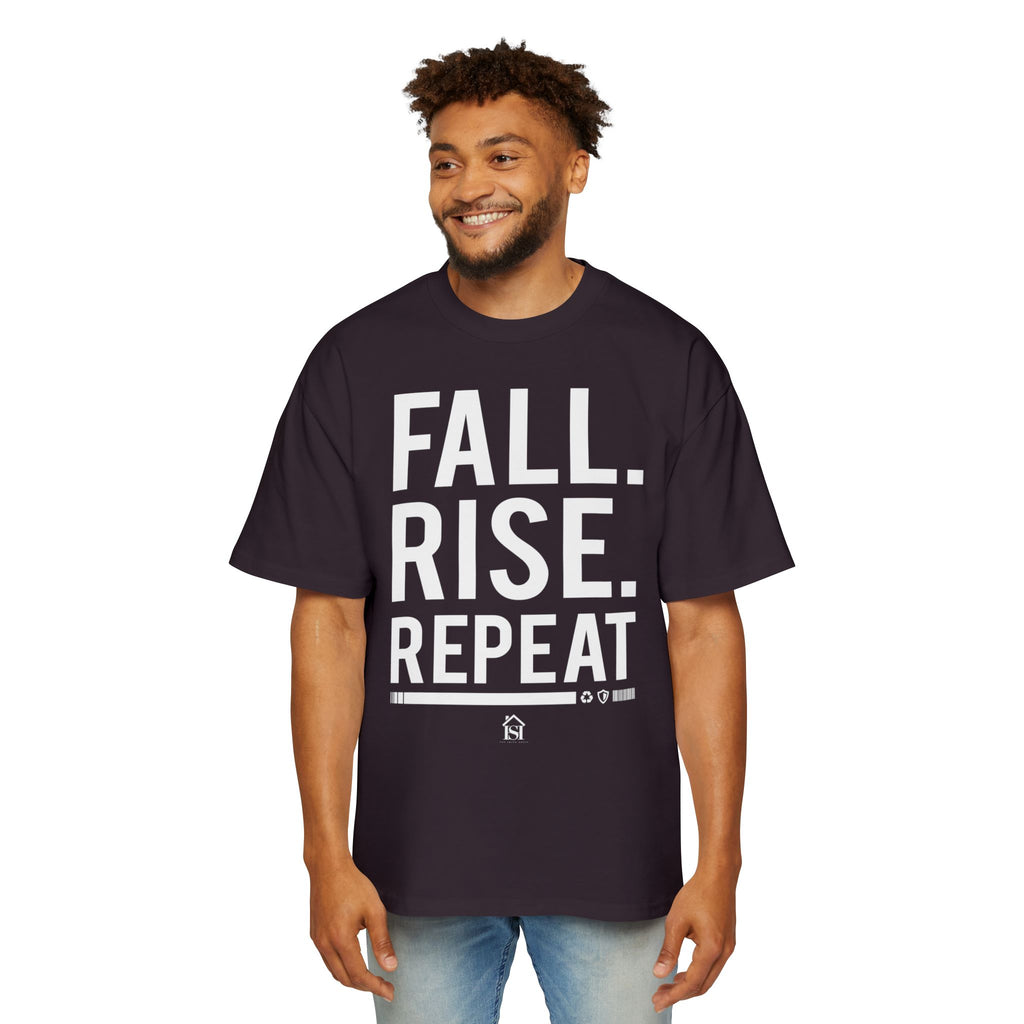 Men's Motivational Oversized Tee - Fall. Rise. Repeat. | Casual Streetwear, Gift for Him, Inspirational Shirt, Relaxed Fit Tee, [...]