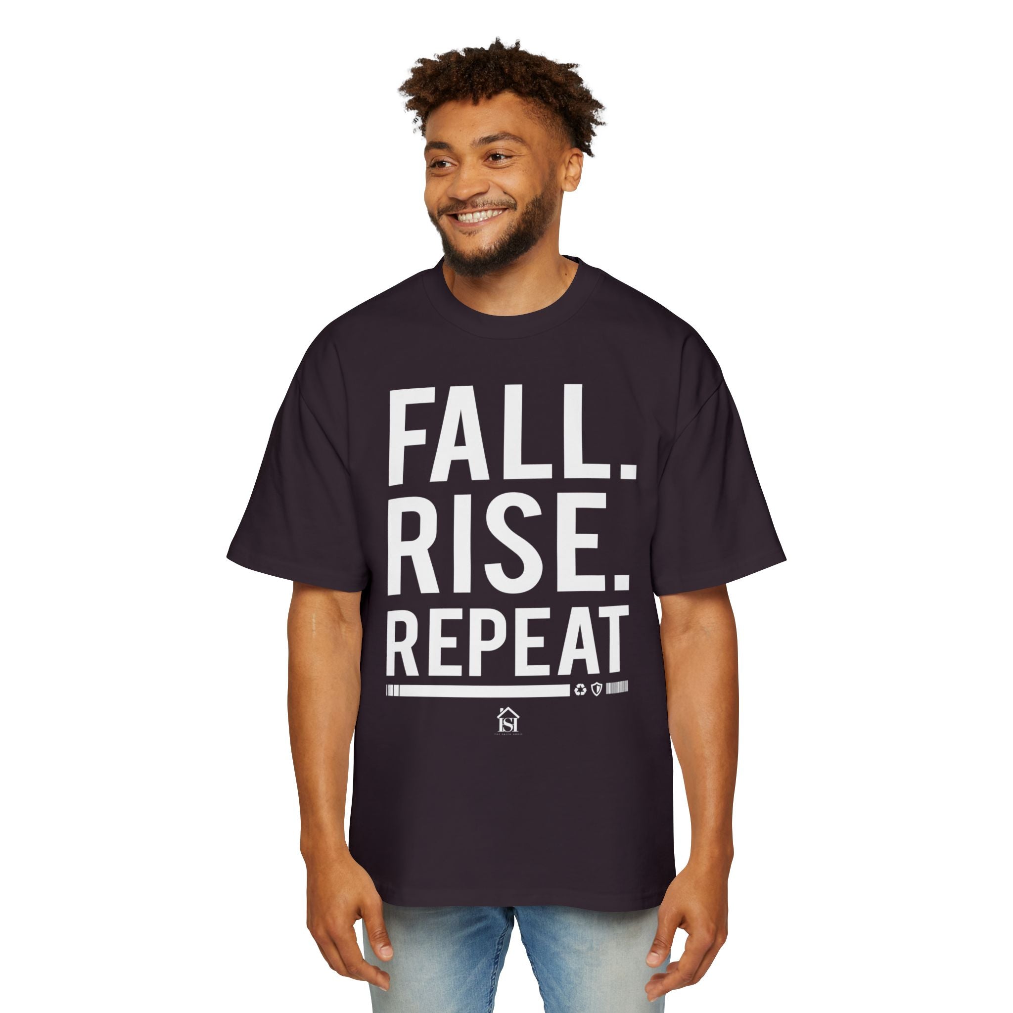 Men's Motivational Oversized Tee - Fall. Rise. Repeat. | Casual Streetwear, Gift for Him, Inspirational Shirt, Relaxed Fit Tee, [...]