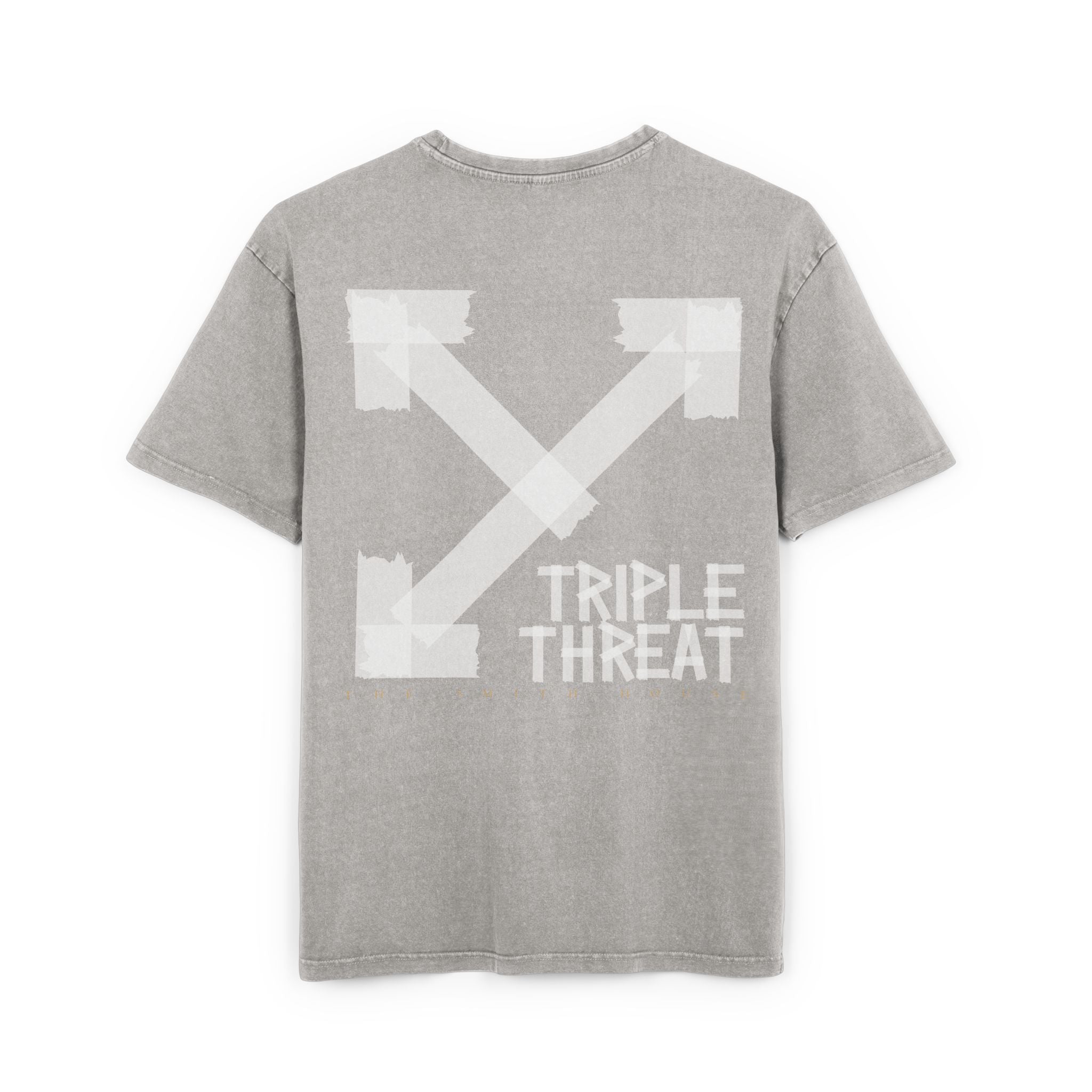 Men's Acid Washed Oversized Tee with Triple Threat Design | Vintage Style Graphic T-Shirt, Streetwear, Casual Wear, Gift for Him