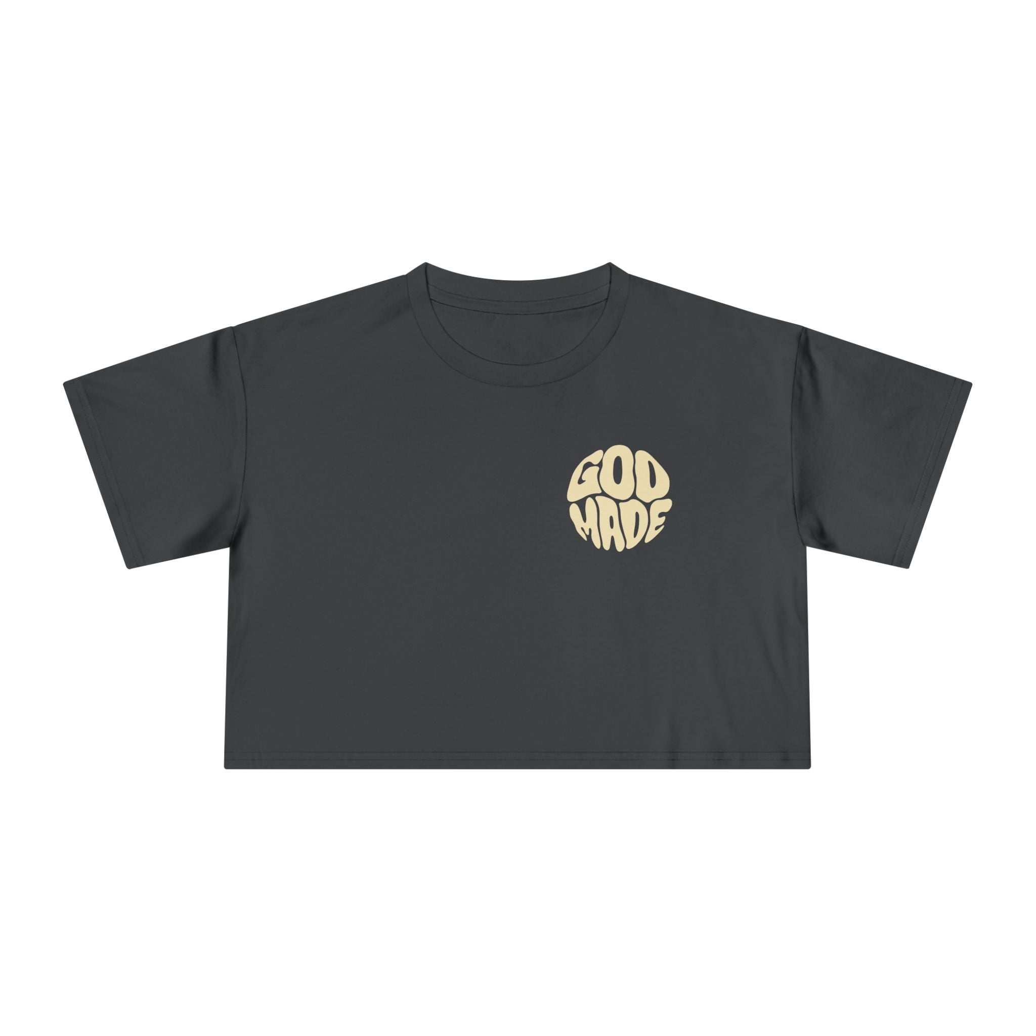 Women's Crop Tee with Bold 'GOD MADE' Design, Stylish Summer Top, Gift for Fashion Lovers, Casual Daily Wear, Unique Trendy Apparel