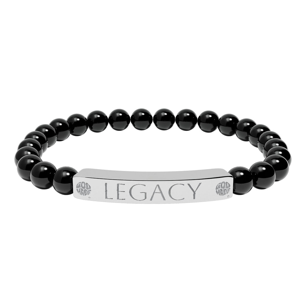 Engraved Natural Stone Bracelet - "My LEGACY" Stretch Bar Jewelry