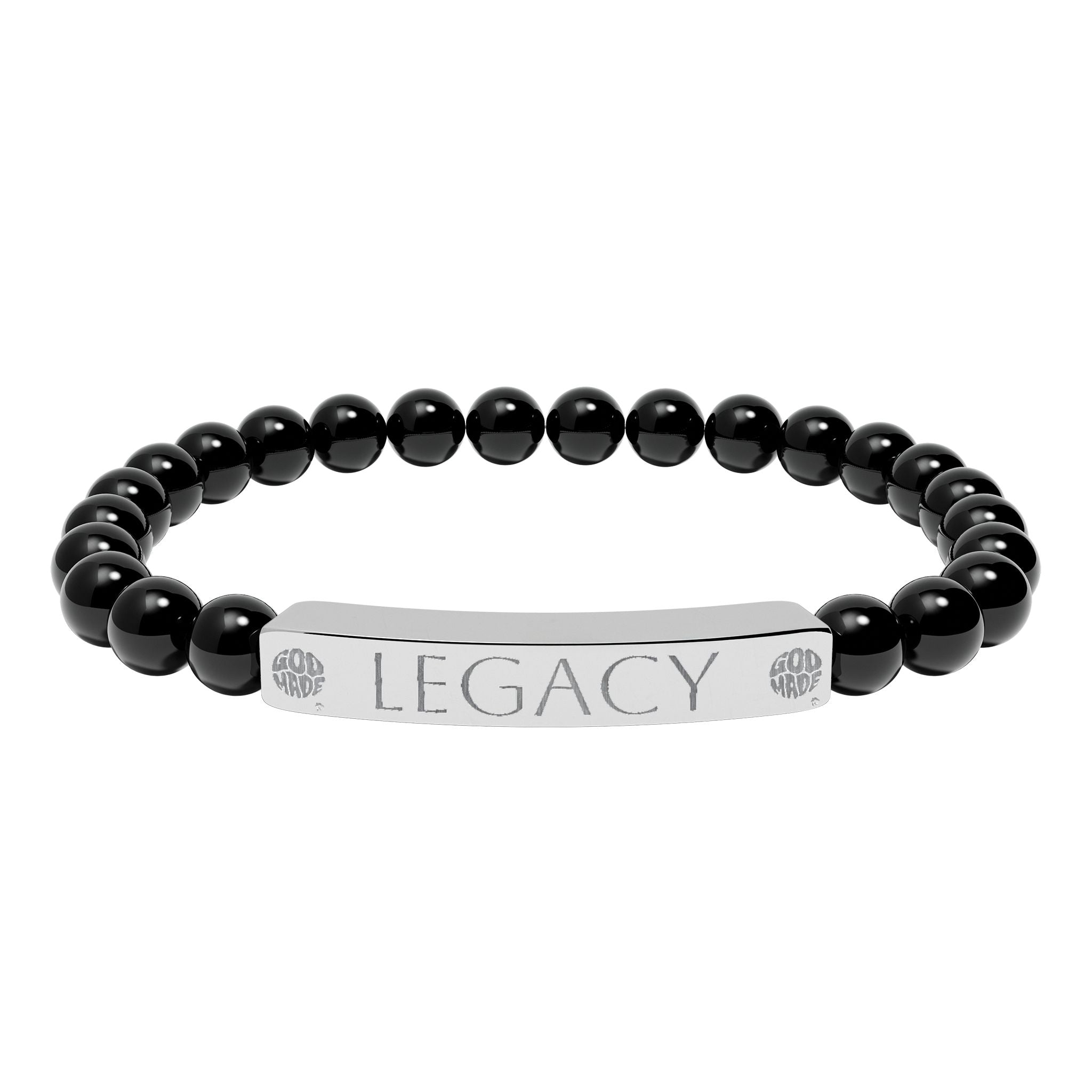 Engraved Natural Stone Bracelet - "My LEGACY" Stretch Bar Jewelry
