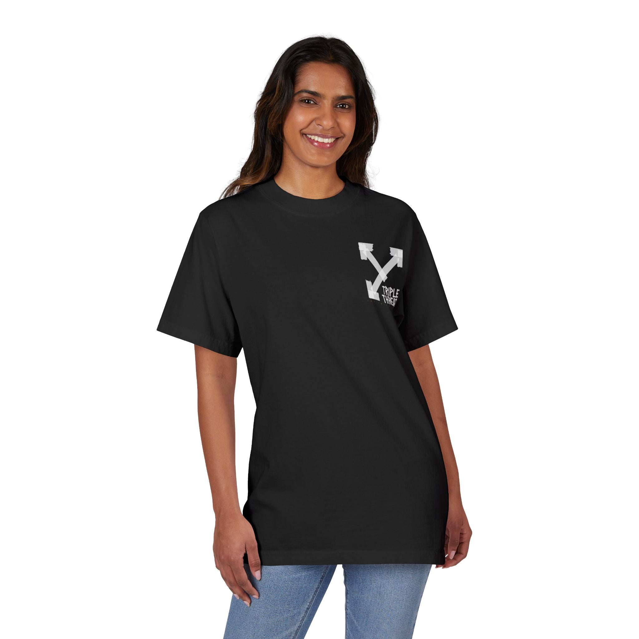 Triple Threat Unisex Drop-Shoulder T-Shirt, Stylish Graphic Tee, Streetwear Top, Casual Wear, Gift for Friends, Modern Fashion