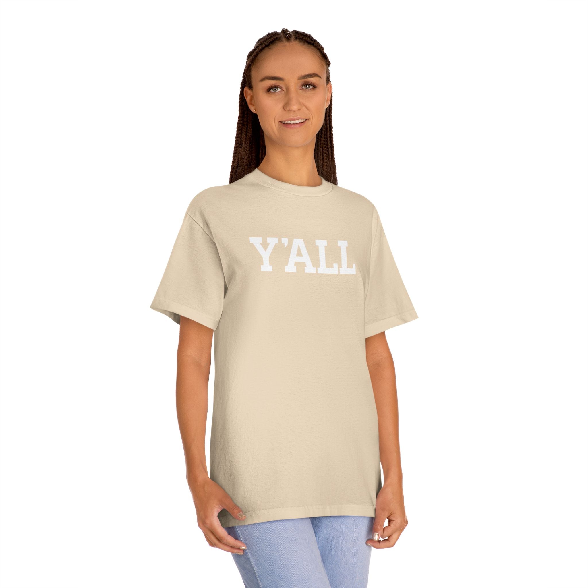 Y'ALL Tee — Minimal Micro Logo Cotton T-Shirt