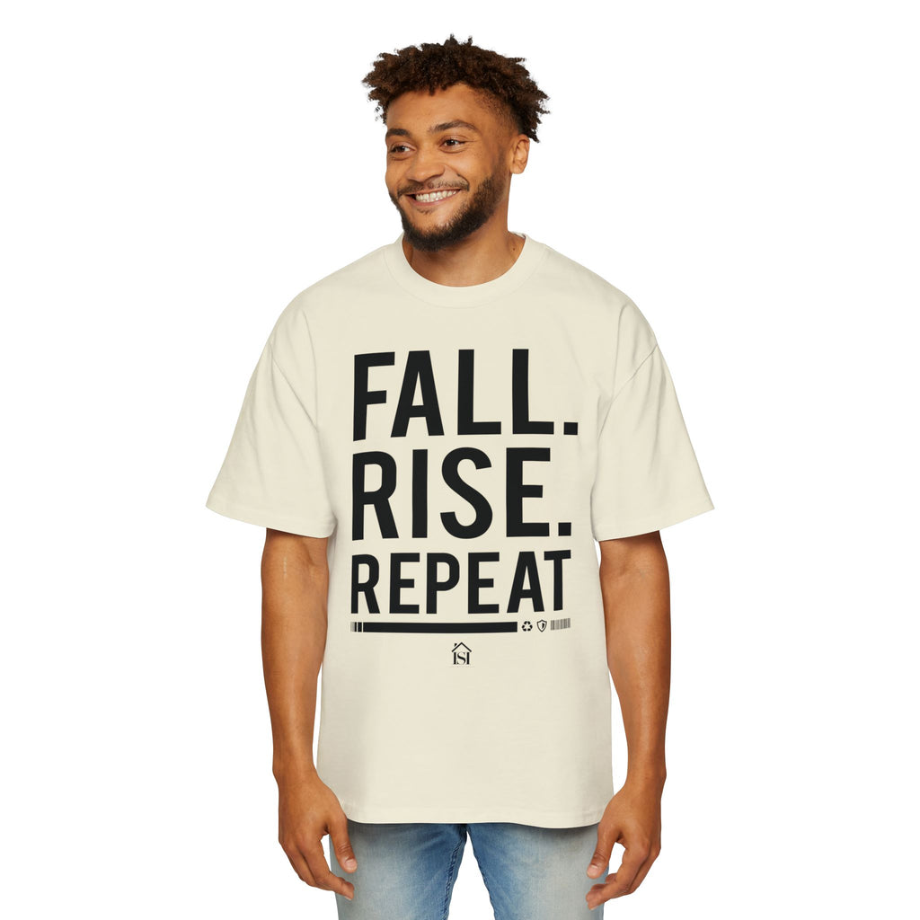 Men's Motivational Oversized Tee - Fall. Rise. Repeat. | Casual Streetwear, Gift for Him, Inspirational Shirt, Relaxed Fit Tee, [...]