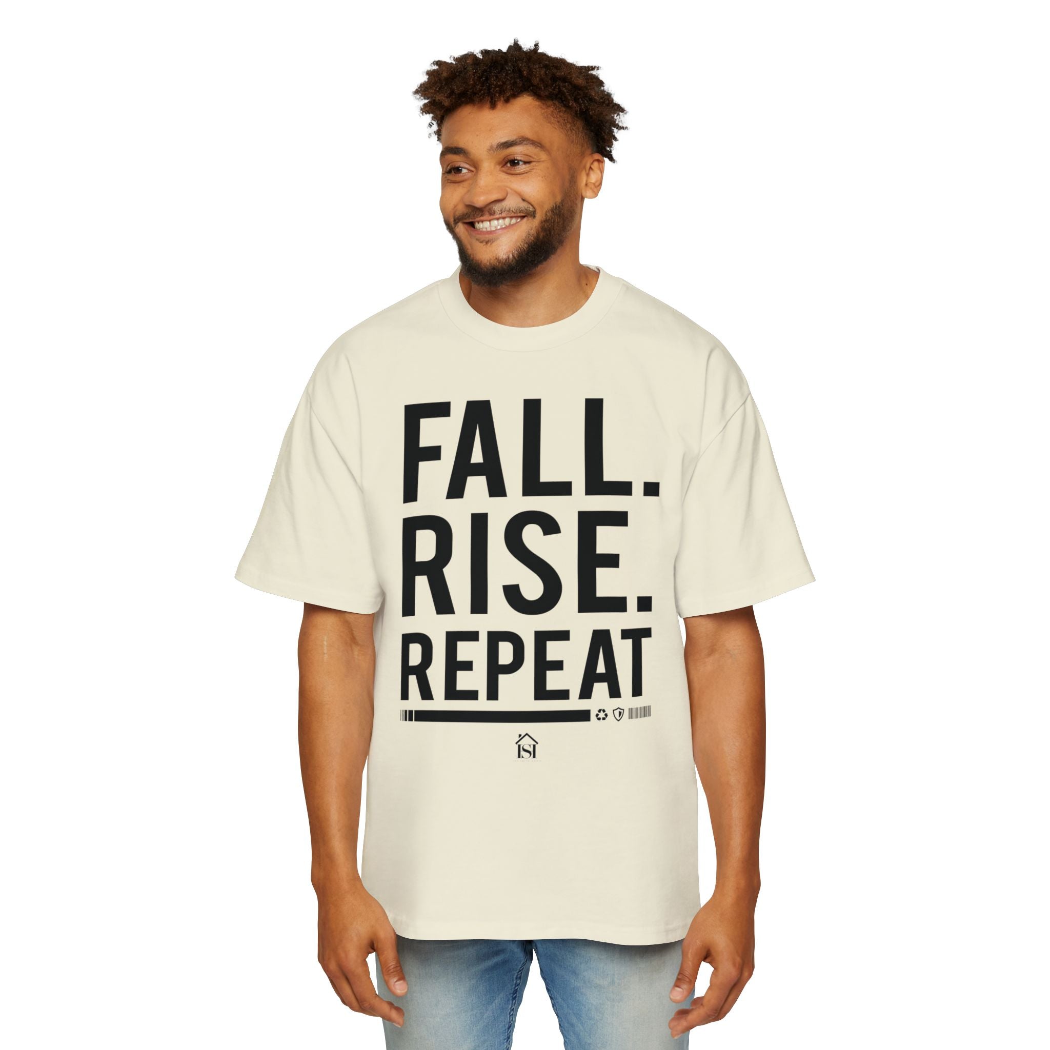 Men's Motivational Oversized Tee - Fall. Rise. Repeat. | Casual Streetwear, Gift for Him, Inspirational Shirt, Relaxed Fit Tee, [...]