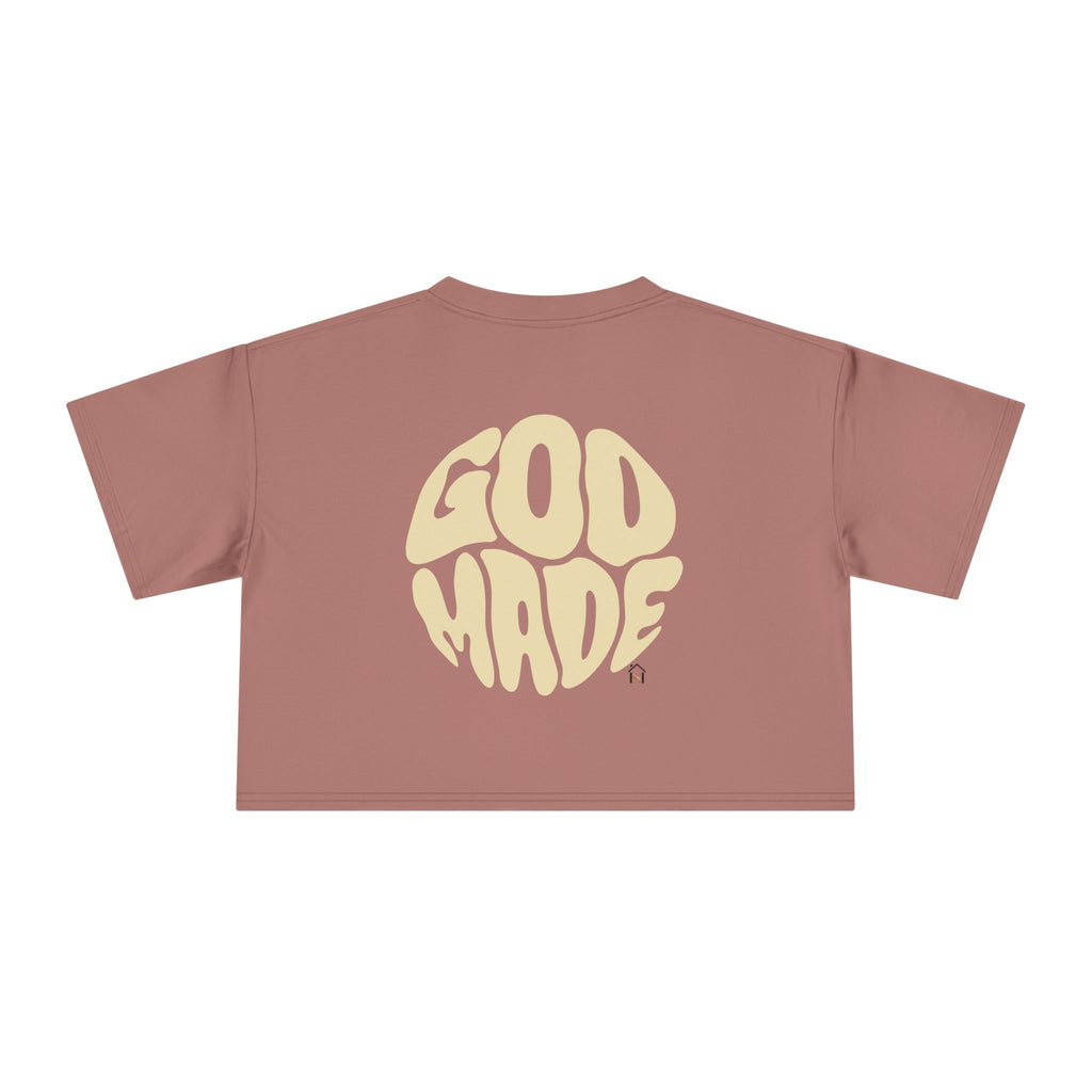 Women's Crop Tee with Bold 'GOD MADE' Design, Stylish Summer Top, Gift for Fashion Lovers, Casual Daily Wear, Unique Trendy Apparel