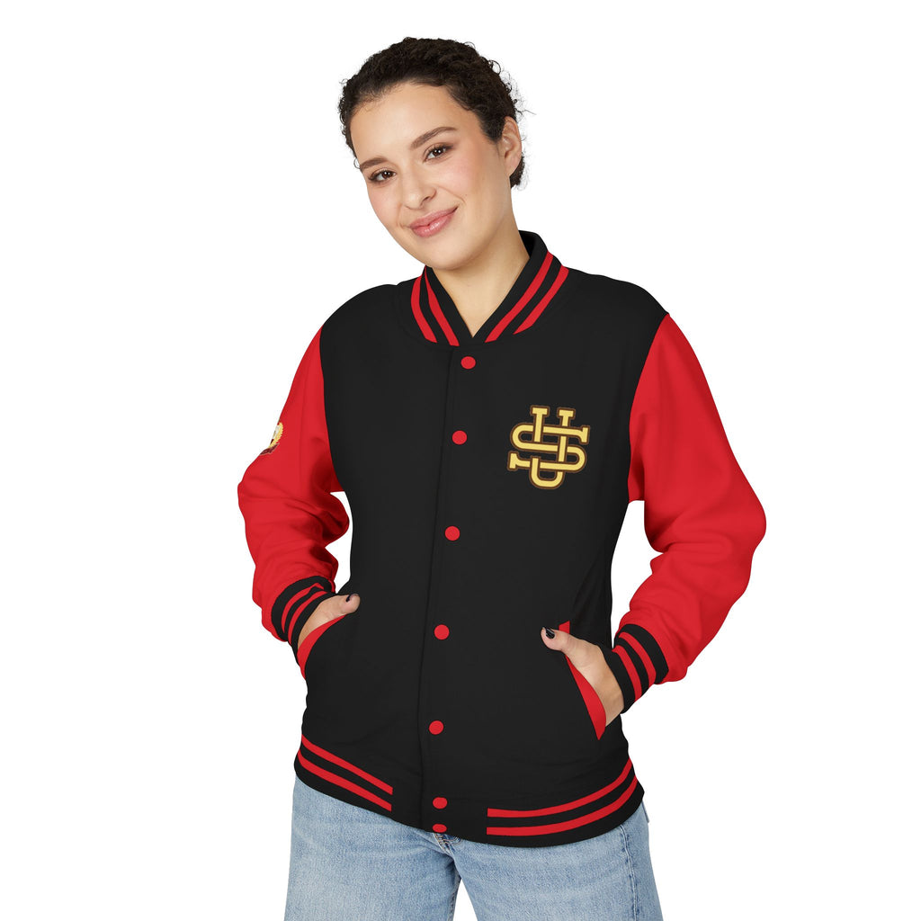 Letterman Jacket — JS University Varsity Letterman Jacket with Script Back Logo