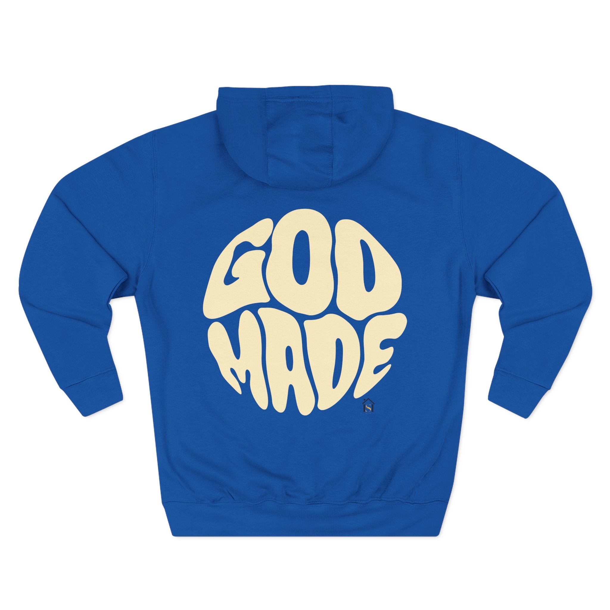 God Made Hoodie — Red Retro Bubble Logo Fleece Pullover