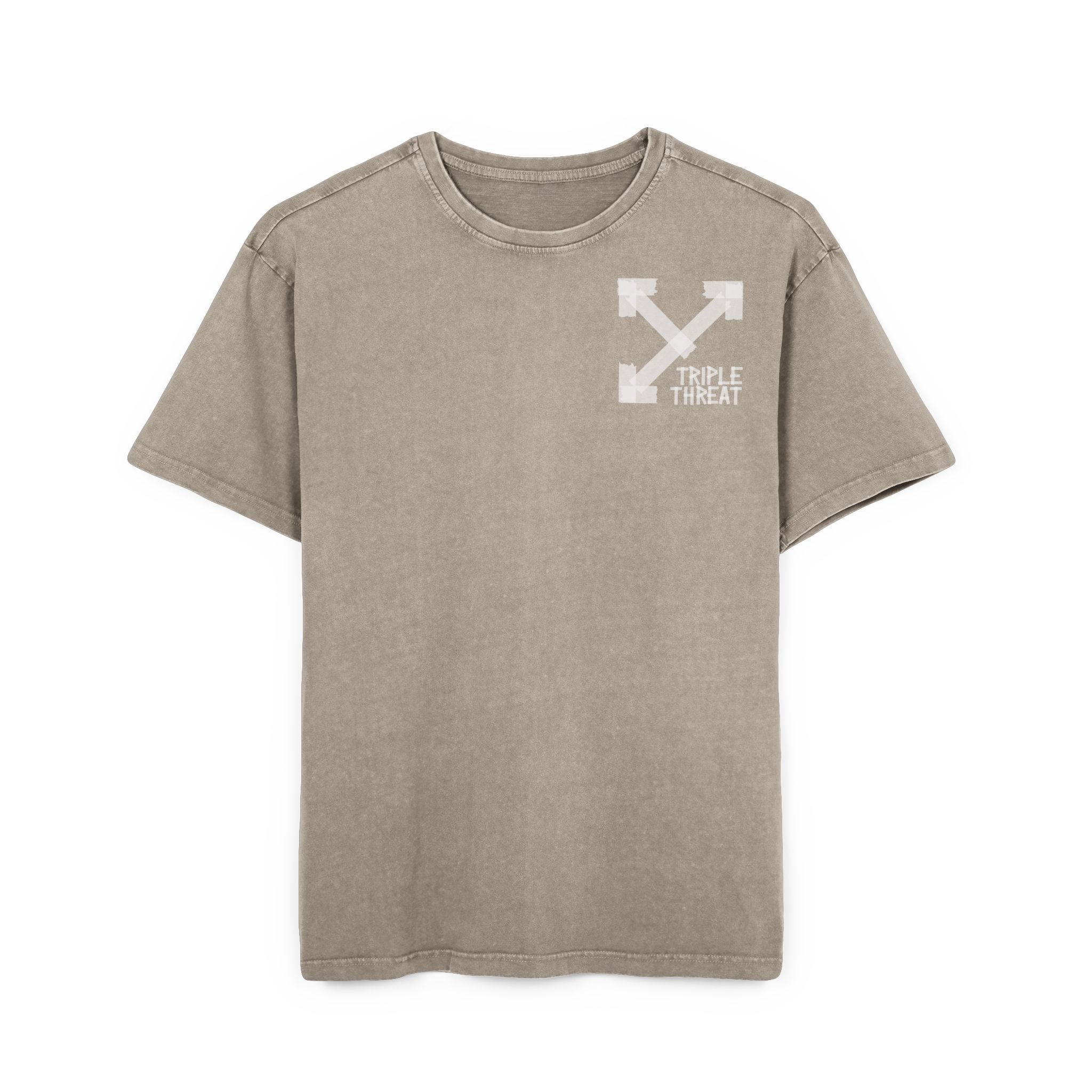 Men's Acid Washed Oversized Tee with Triple Threat Design | Vintage Style Graphic T-Shirt, Streetwear, Casual Wear, Gift for Him