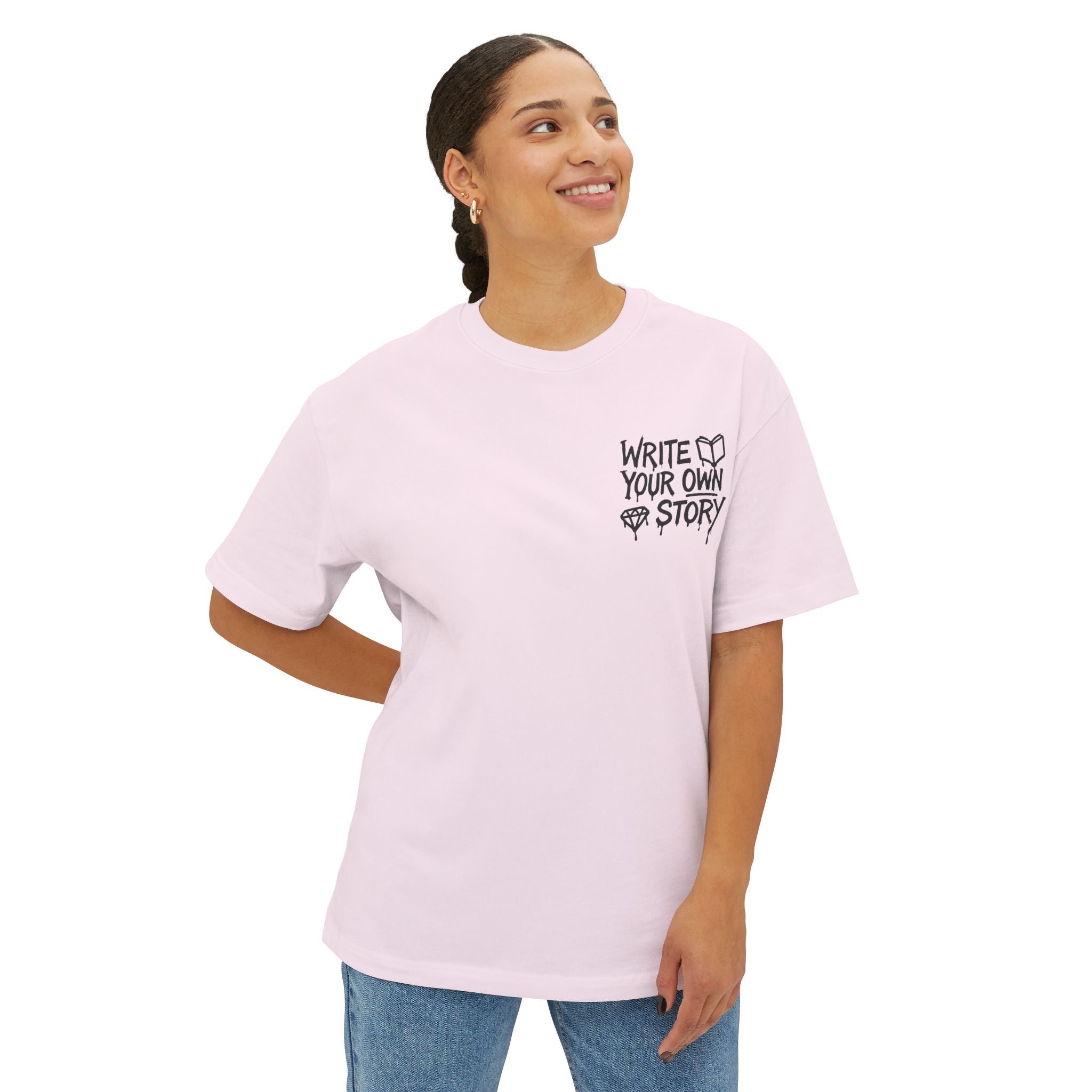 Unisex Oversized Boxy Tee - Write Your Own Story, Casual Tee, Inspirational Shirt, Gift for Writers, Summer Fashion, Relaxed Fit