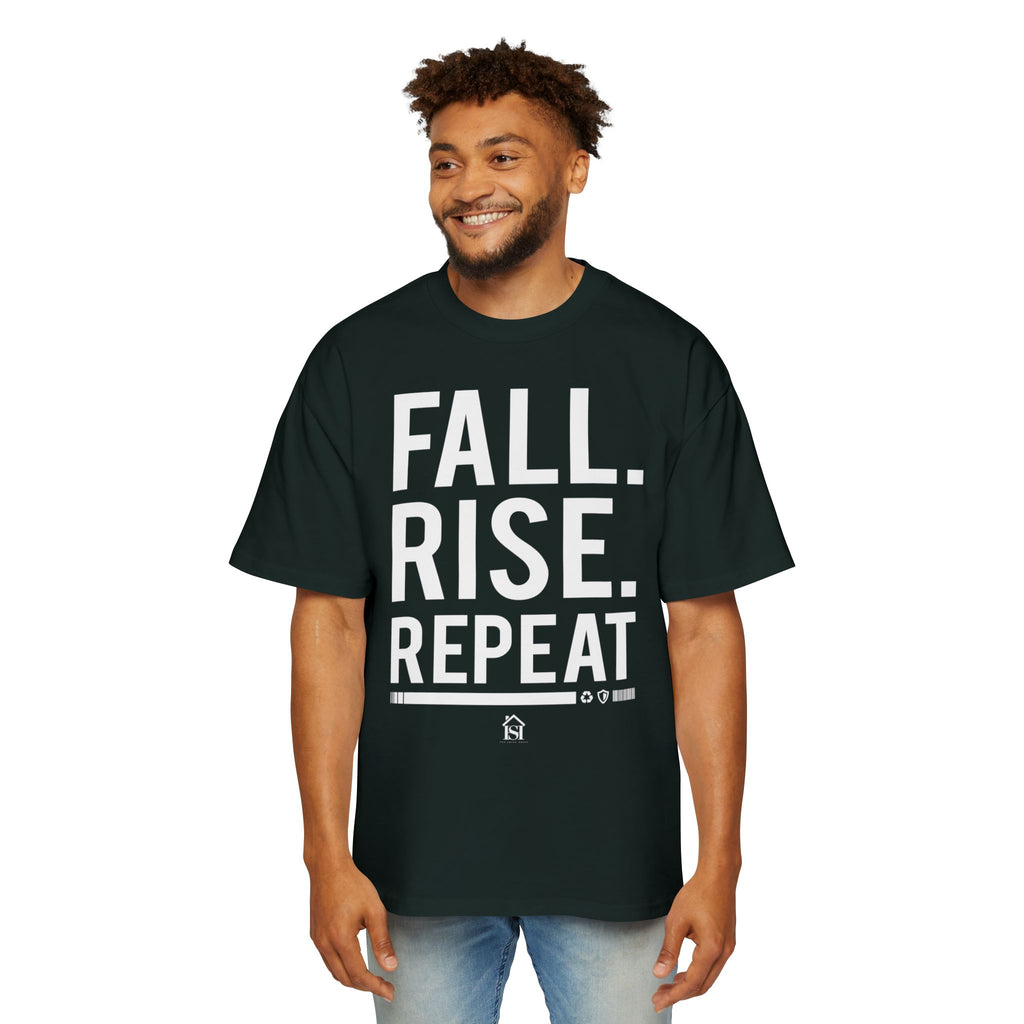 Men's Motivational Oversized Tee - Fall. Rise. Repeat. | Casual Streetwear, Gift for Him, Inspirational Shirt, Relaxed Fit Tee, [...]