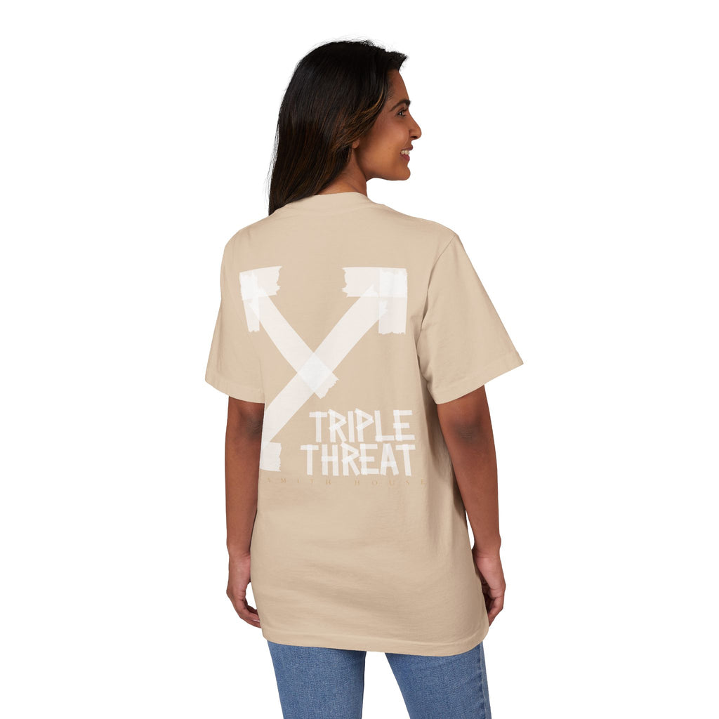 Triple Threat Unisex Drop-Shoulder T-Shirt, Stylish Graphic Tee, Streetwear Top, Casual Wear, Gift for Friends, Modern Fashion