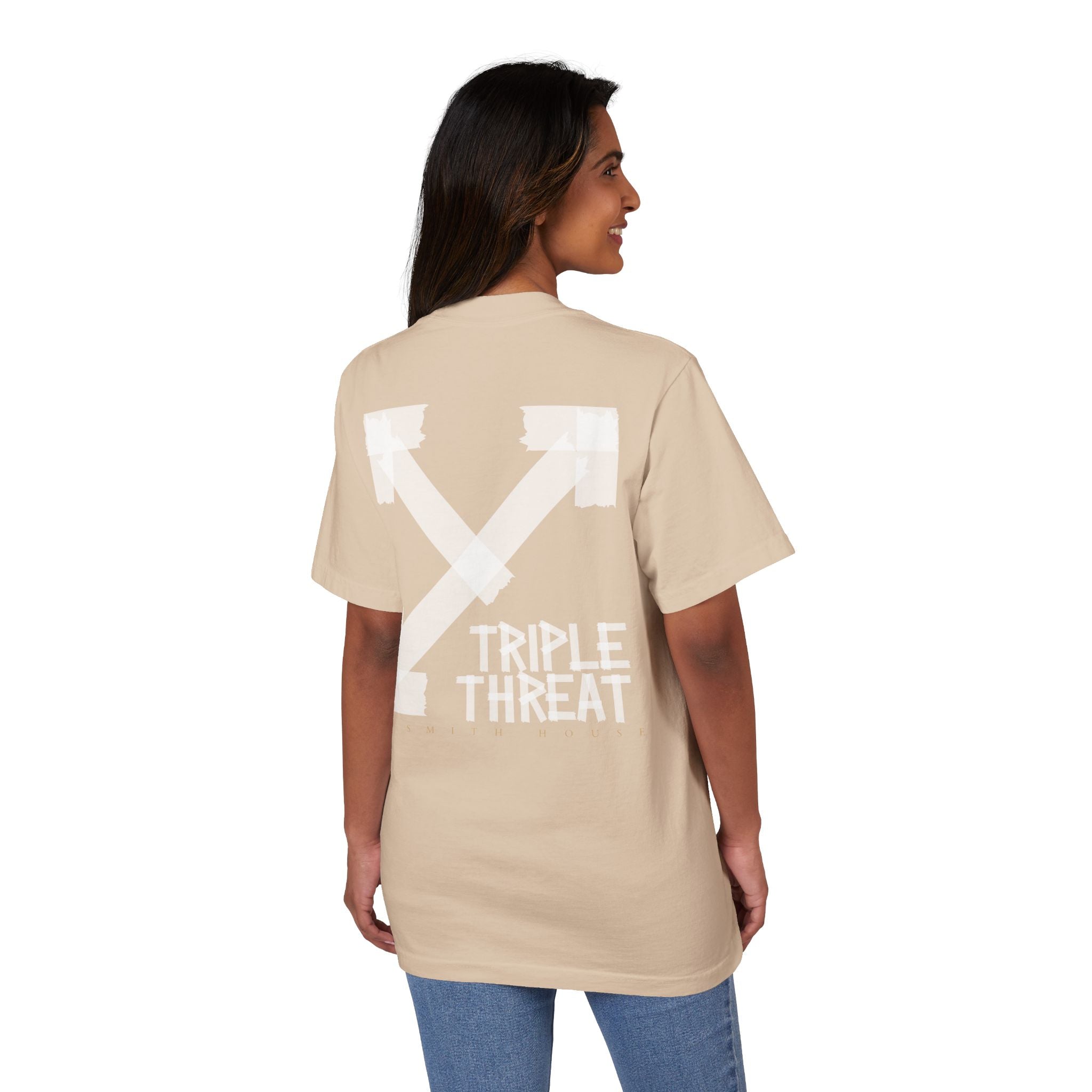 Triple Threat Unisex Drop-Shoulder T-Shirt, Stylish Graphic Tee, Streetwear Top, Casual Wear, Gift for Friends, Modern Fashion