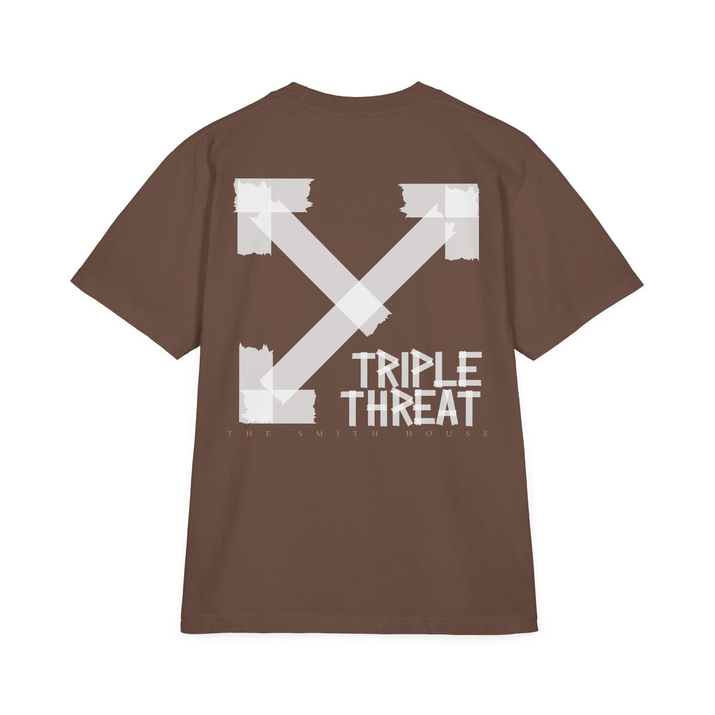Triple Threat Unisex Drop-Shoulder T-Shirt, Stylish Graphic Tee, Streetwear Top, Casual Wear, Gift for Friends, Modern Fashion