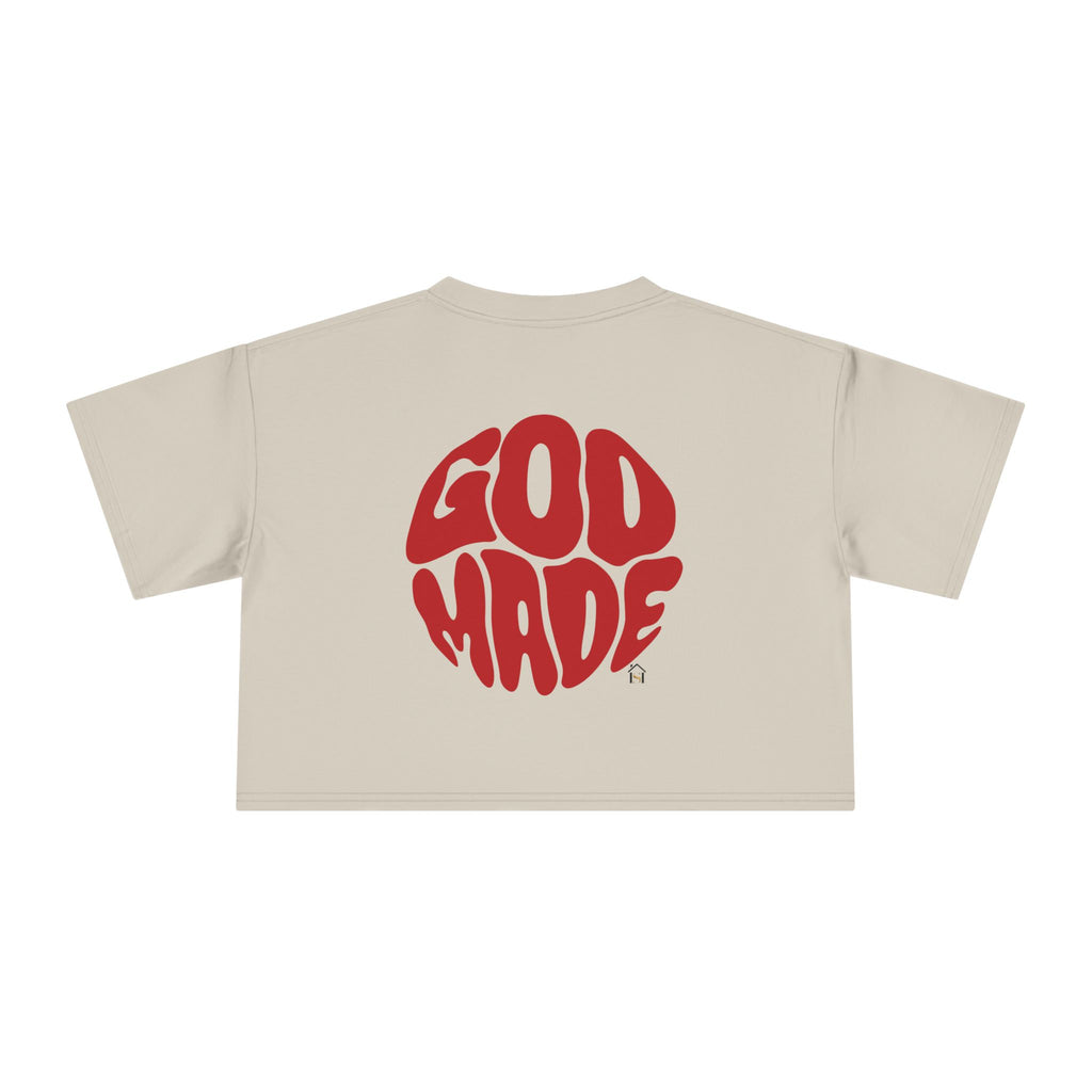 Women's Crop Tee with Bold 'GOD MADE' Design, Stylish Summer Top, Gift for Fashion Lovers, Casual Daily Wear, Unique Trendy Apparel