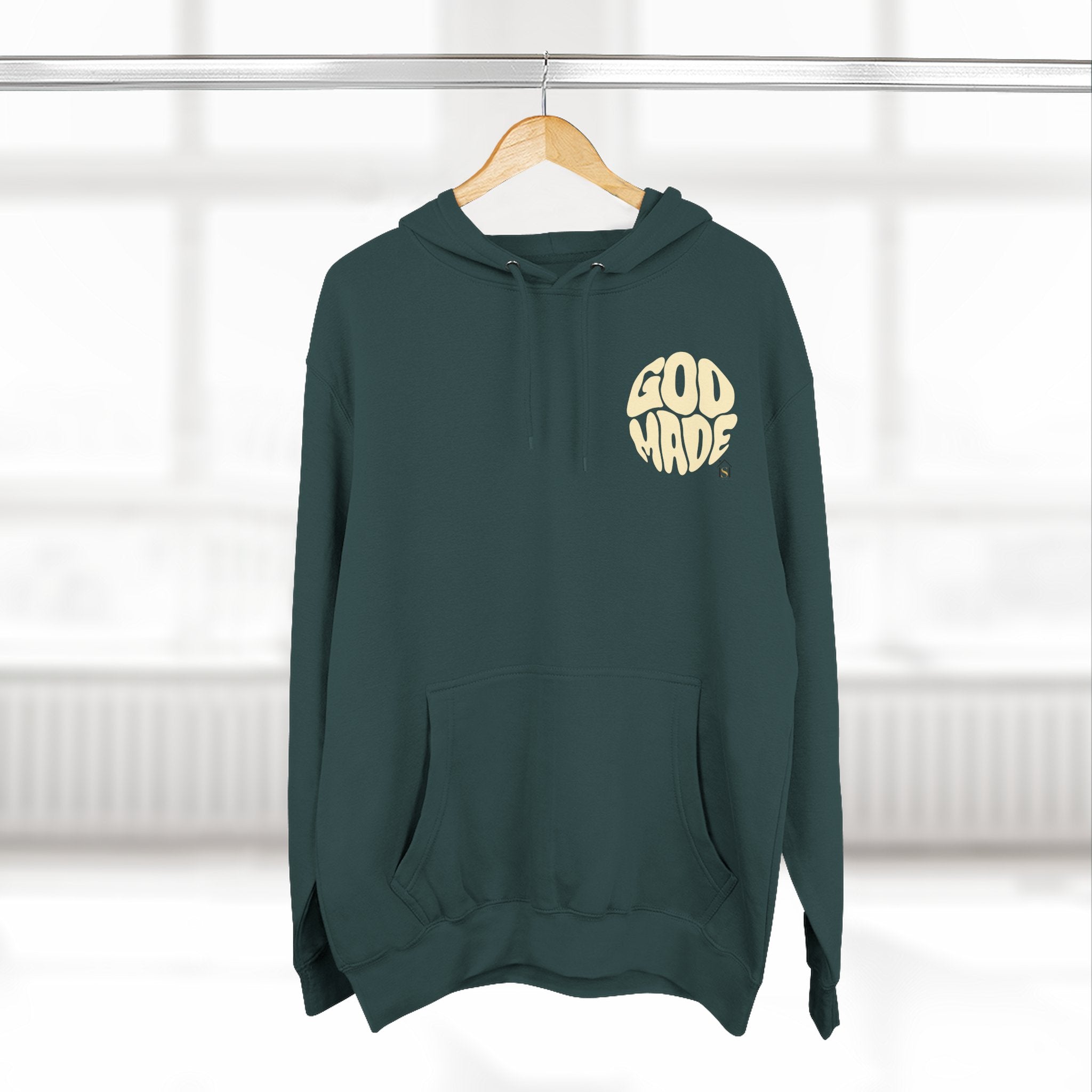 God Made Hoodie — Red Retro Bubble Logo Fleece Pullover
