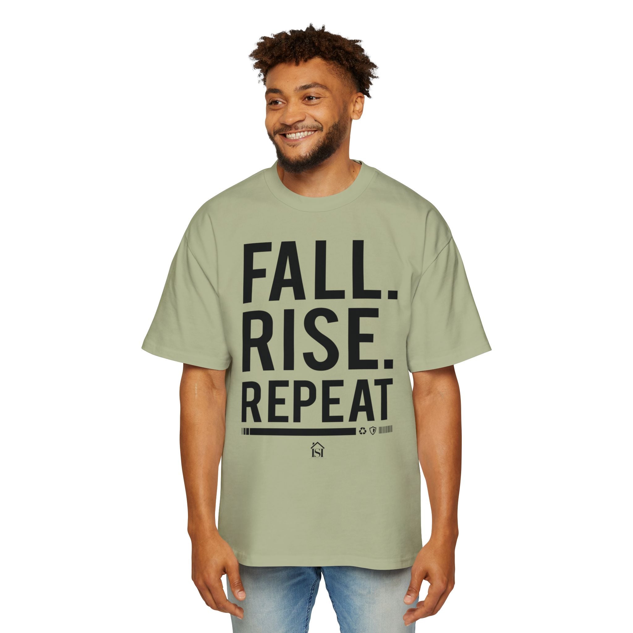 Men's Motivational Oversized Tee - Fall. Rise. Repeat. | Casual Streetwear, Gift for Him, Inspirational Shirt, Relaxed Fit Tee, [...]