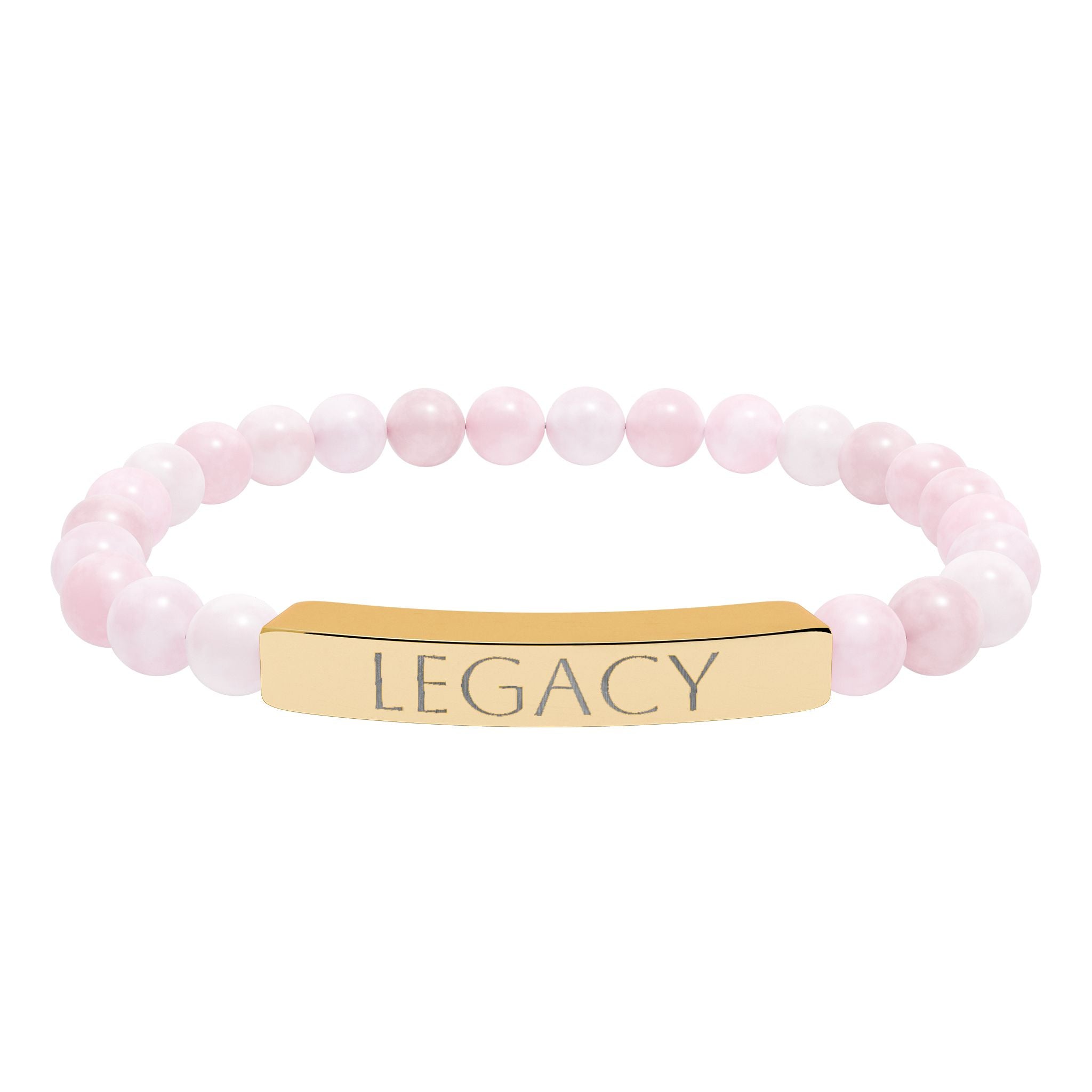 Engraved Natural Stone Bracelet - "My LEGACY" Stretch Bar Jewelry
