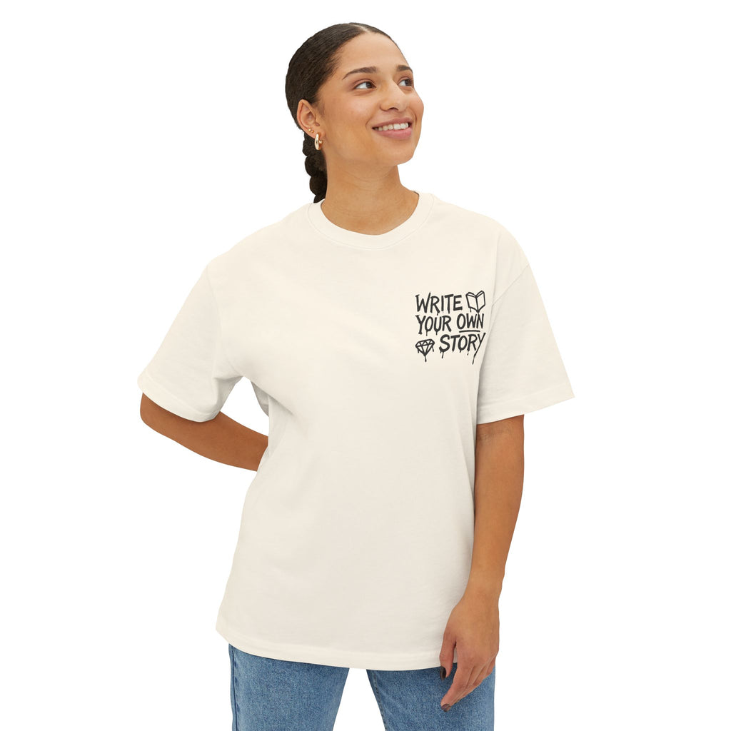 Unisex Oversized Boxy Tee - Write Your Own Story, Casual Tee, Inspirational Shirt, Gift for Writers, Summer Fashion, Relaxed Fit