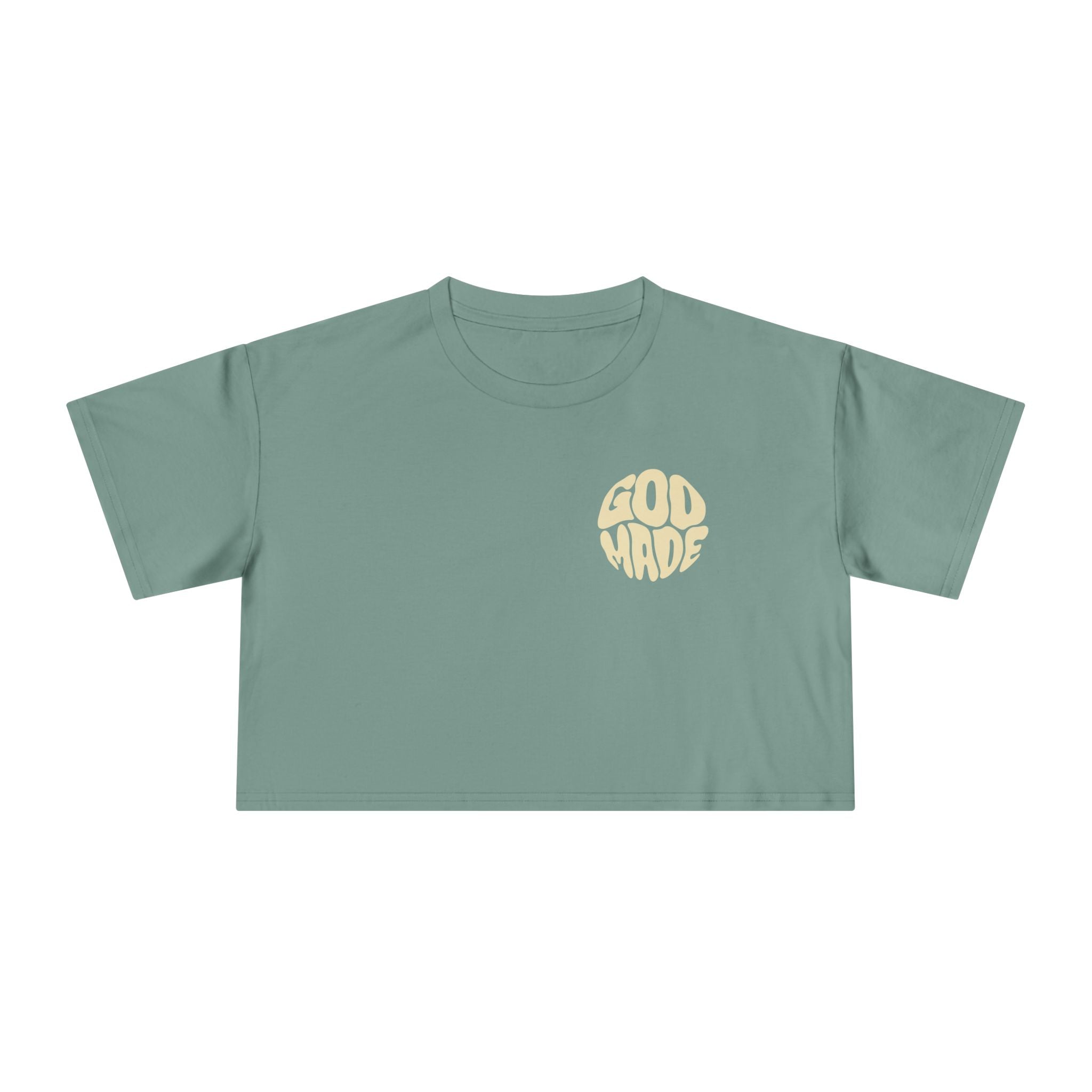 Women's Crop Tee with Bold 'GOD MADE' Design, Stylish Summer Top, Gift for Fashion Lovers, Casual Daily Wear, Unique Trendy Apparel