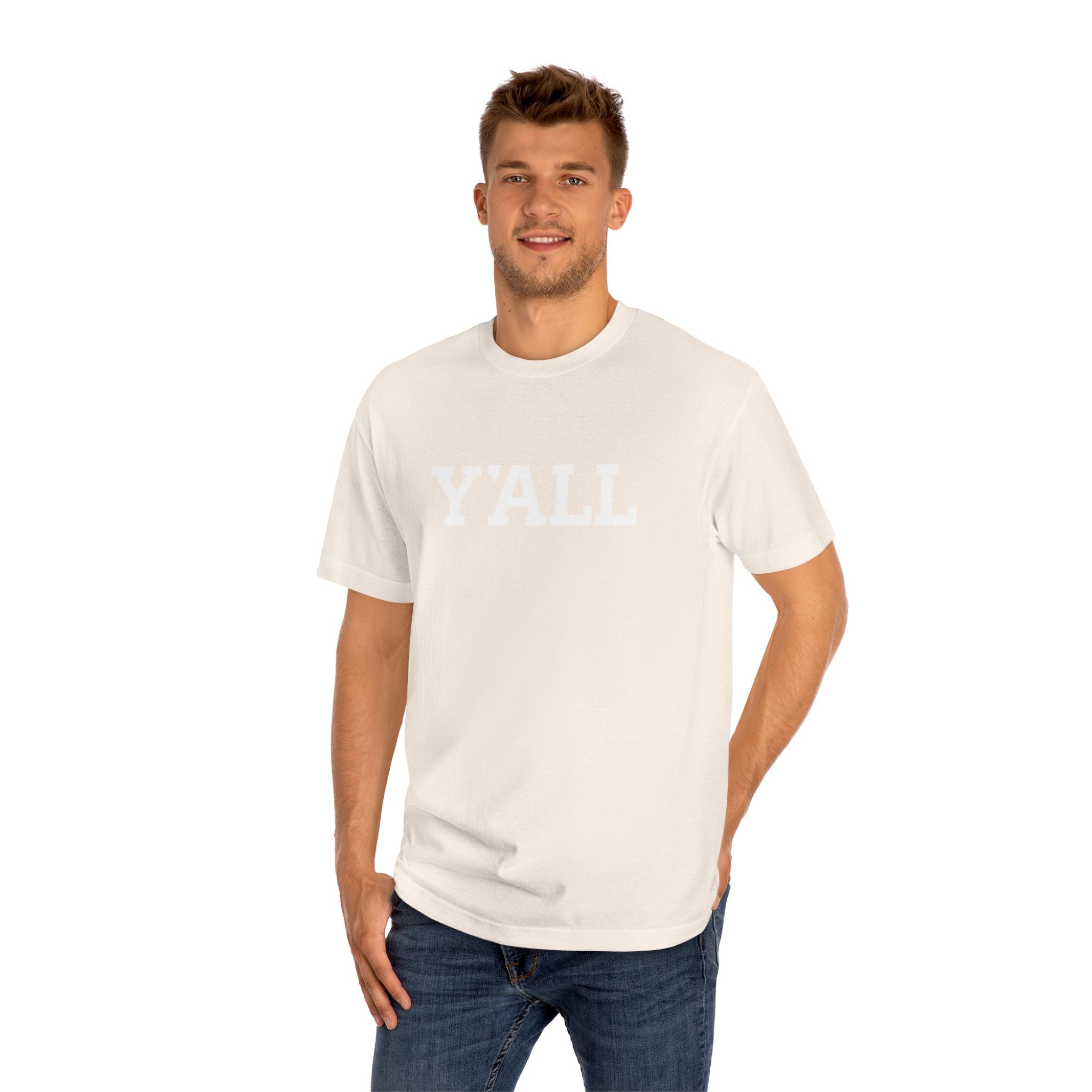 Y'ALL Tee — Minimal Micro Logo Cotton T-Shirt