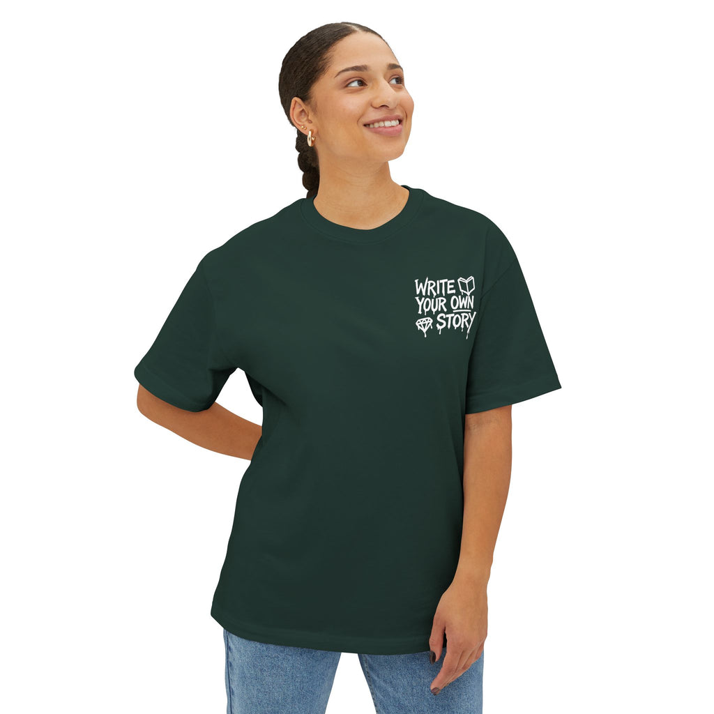 Unisex Oversized Boxy Tee - Write Your Own Story, Casual Tee, Inspirational Shirt, Gift for Writers, Summer Fashion, Relaxed Fit