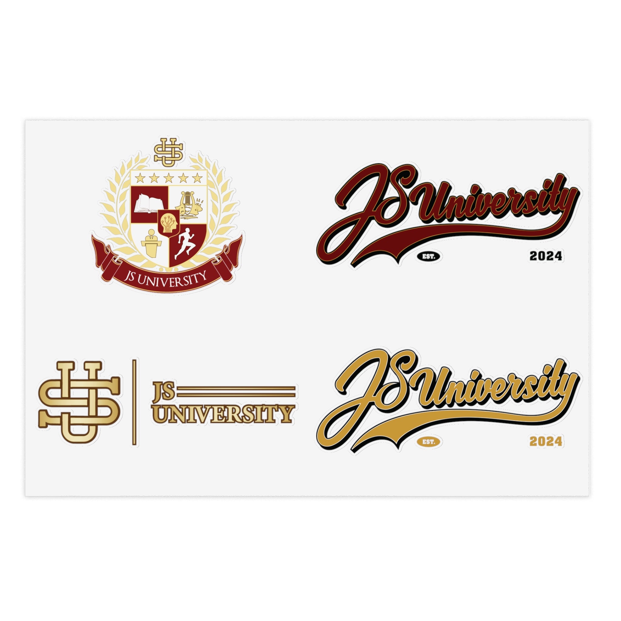 JS University Sticker Sheets - College Spirit Stickers for Students & Alumni
