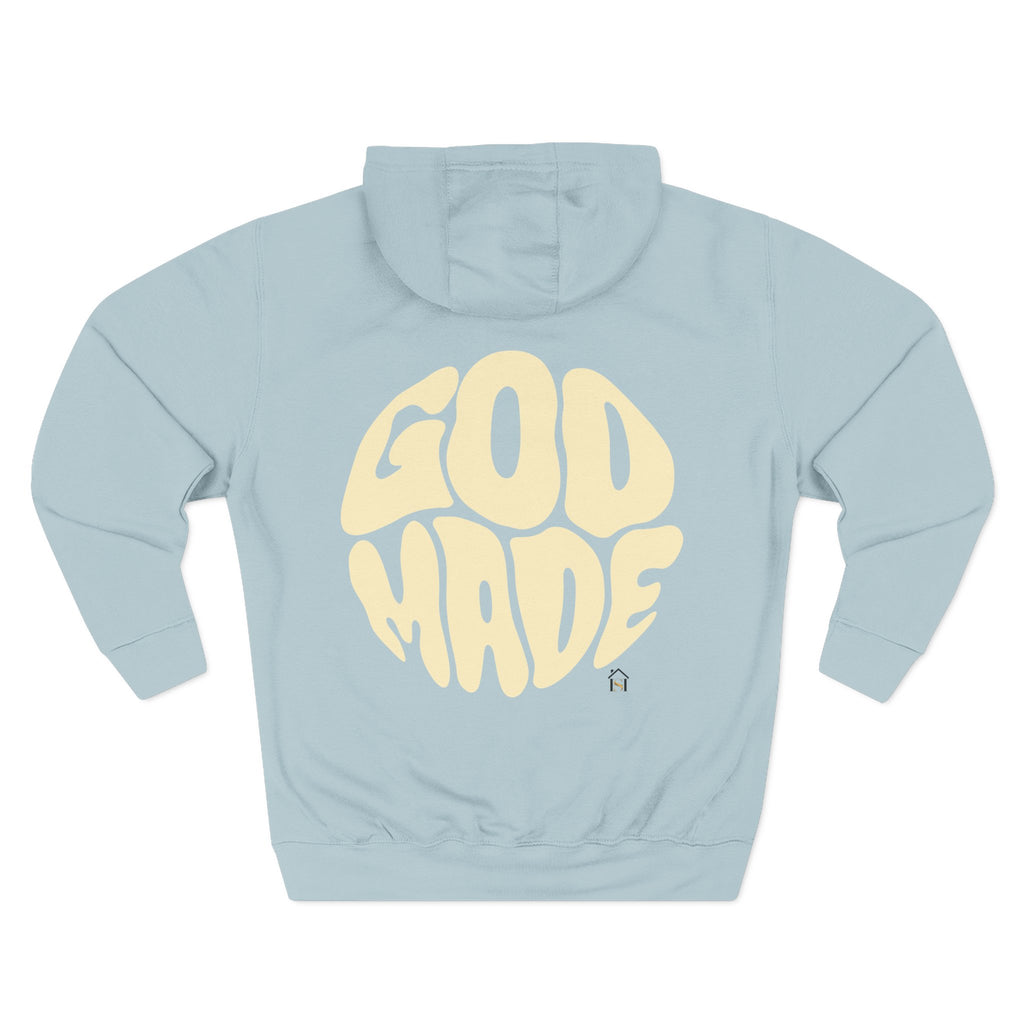 God Made Hoodie — Red Retro Bubble Logo Fleece Pullover