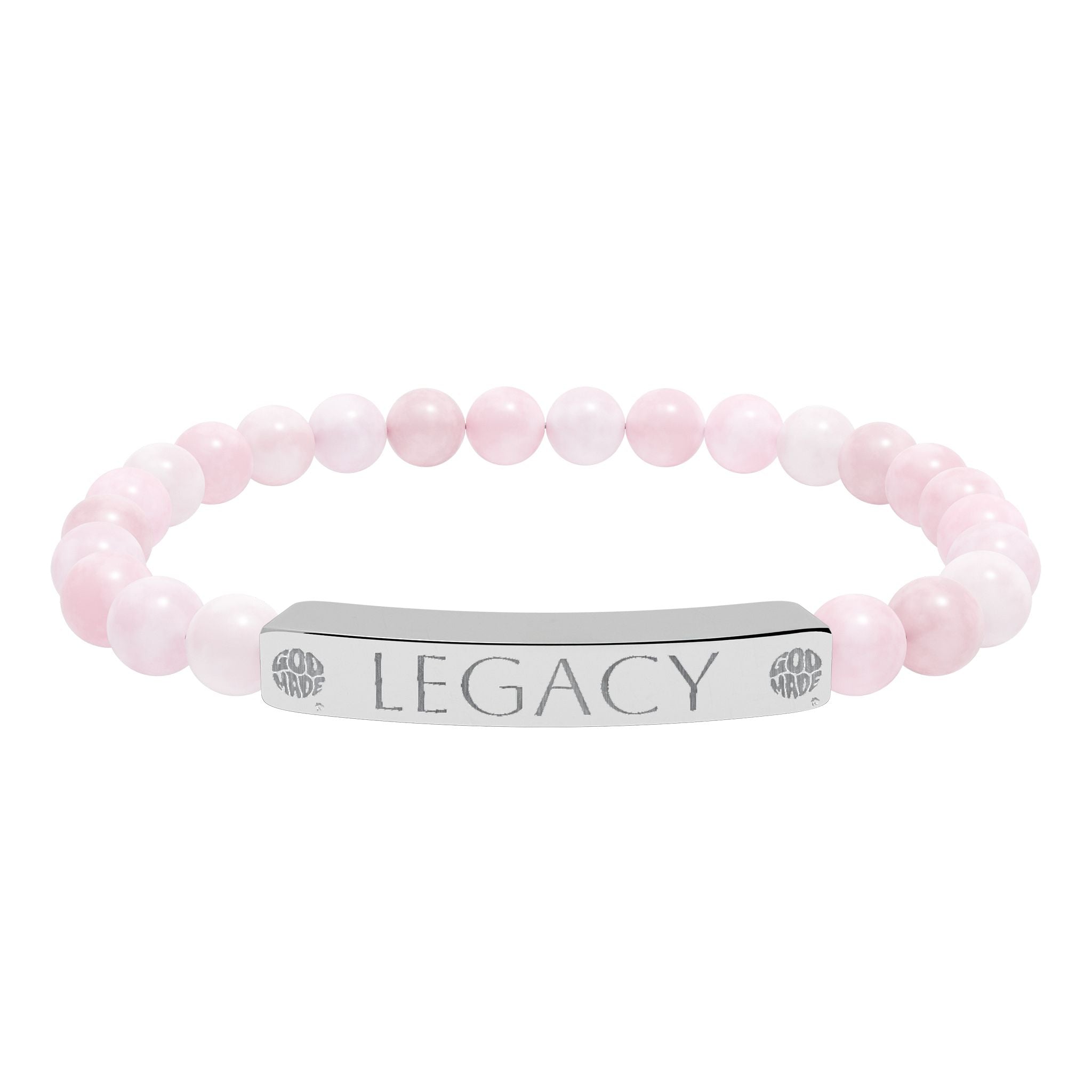 Engraved Natural Stone Bracelet - "My LEGACY" Stretch Bar Jewelry