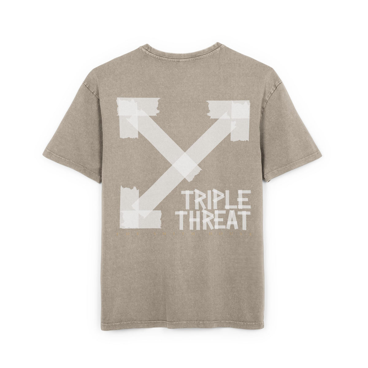 Men's Acid Washed Oversized Tee with Triple Threat Design | Vintage Style Graphic T-Shirt, Streetwear, Casual Wear, Gift for Him