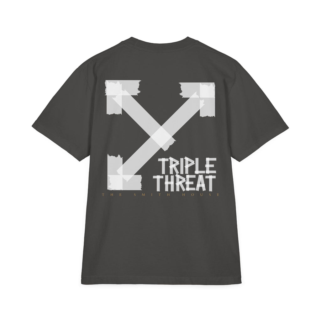 Triple Threat Unisex Drop-Shoulder T-Shirt, Stylish Graphic Tee, Streetwear Top, Casual Wear, Gift for Friends, Modern Fashion