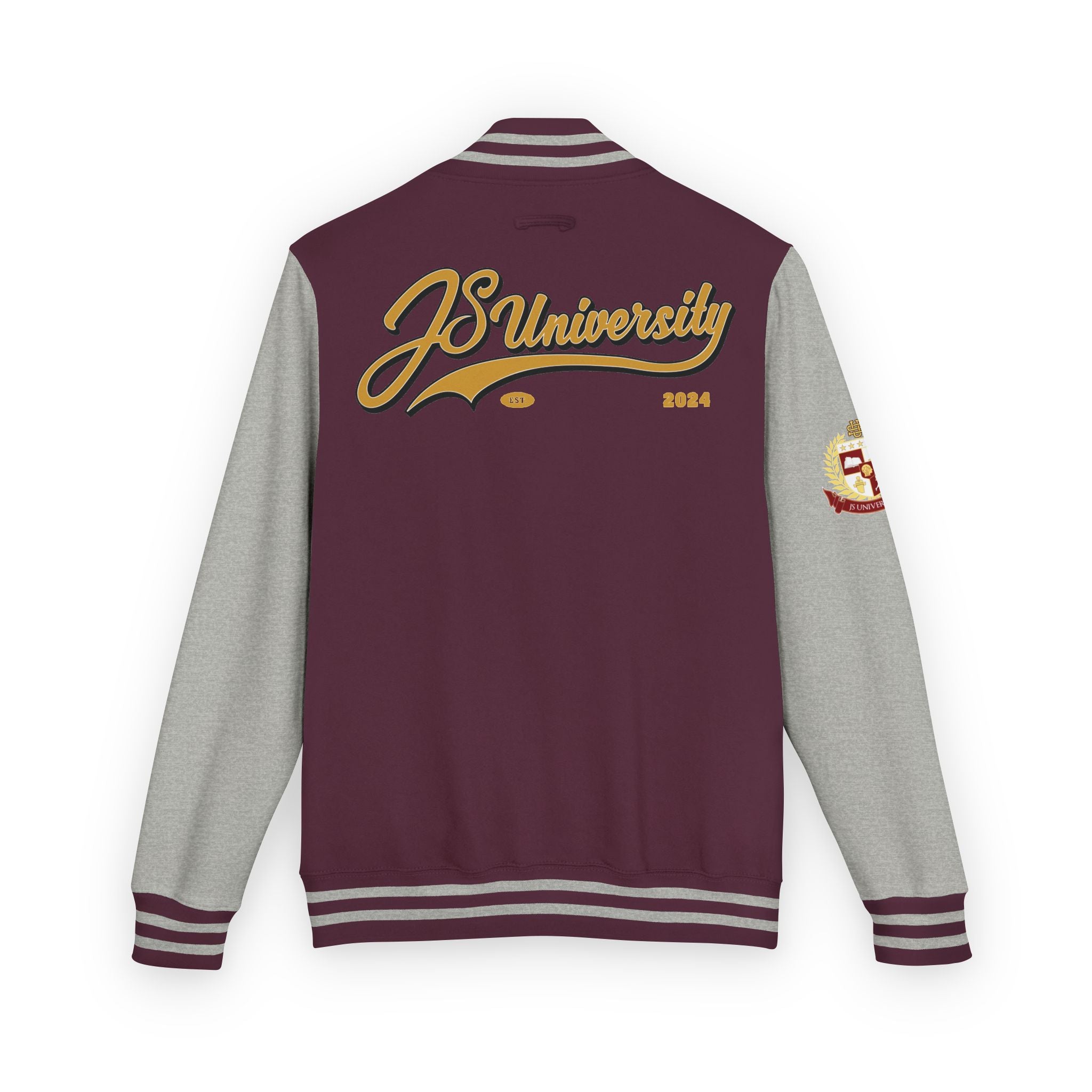 Letterman Jacket — JS University Varsity Letterman Jacket with Script Back Logo