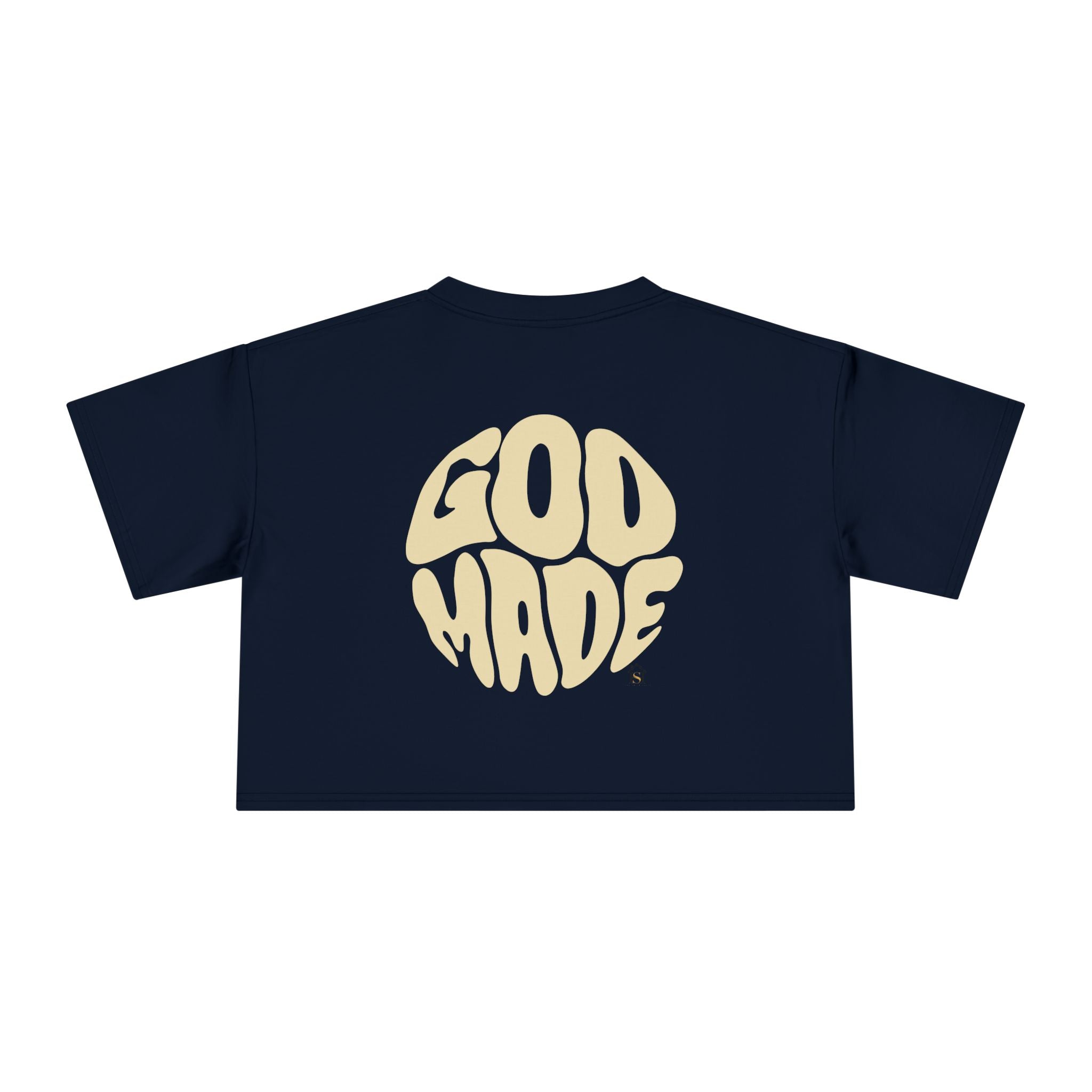 Women's Crop Tee with Bold 'GOD MADE' Design, Stylish Summer Top, Gift for Fashion Lovers, Casual Daily Wear, Unique Trendy Apparel